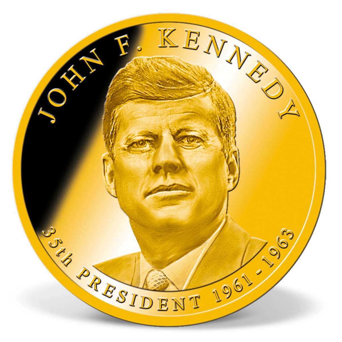 Colossal John F. Kennedy Presidential Dollar Trial | Gold-Layered Colossal John F. Kennedy Presidential Dollar Trial | Gold-Layered