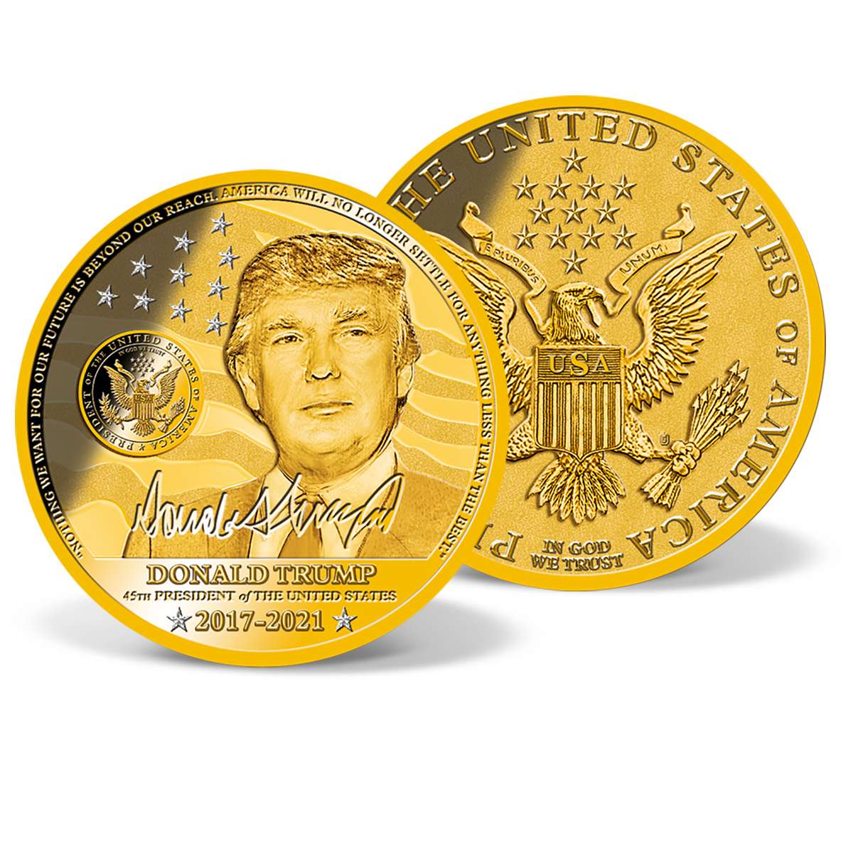 President Donald Trump Crystal-Inlaid Commemorative Coin | Gold-Layered | Gold ...