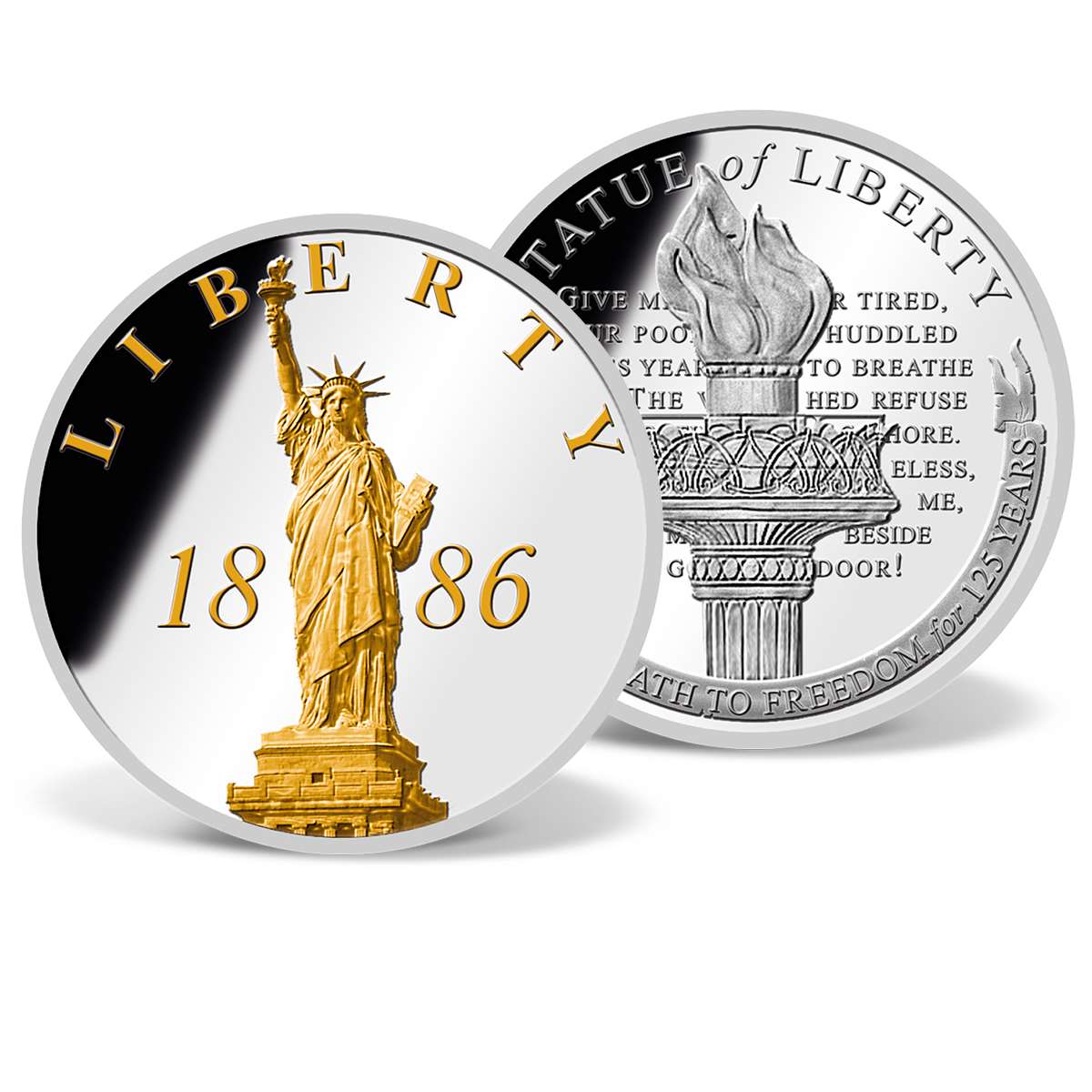 Statue of Liberty 1886 Commemorative GoldAccented Coin SilverPlated