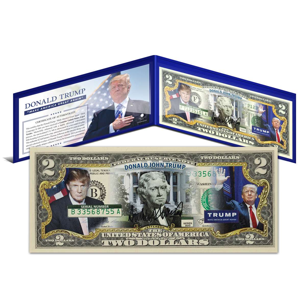 LIVING PRESIDENTS w/ DONALD TRUMP Official Genuine Legal Tender U.S $2 Bill 
