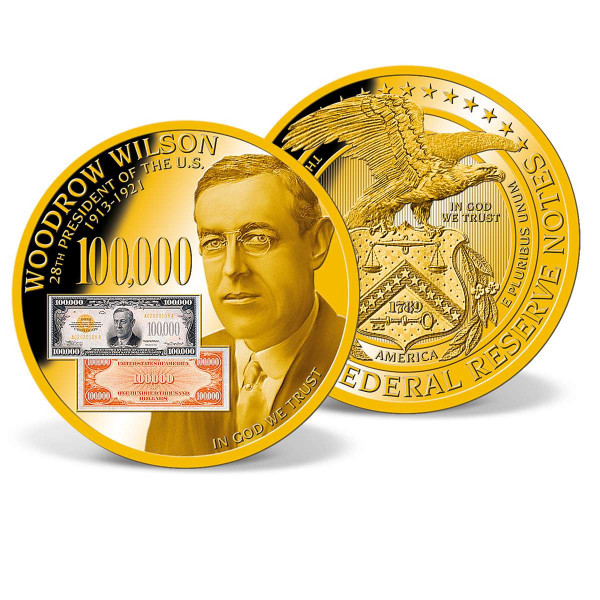 Woodrow Wilson - 1934 $100,000 Gold Certificate Commemorative Coin US_1941251_1