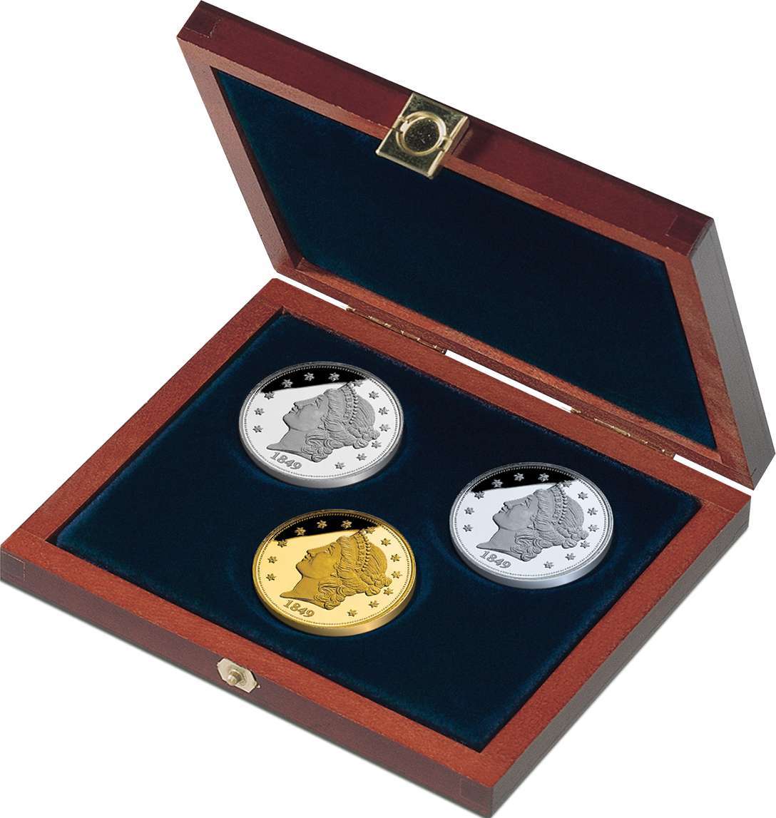 1849 Liberty Head Double Eagle Precious Metal Coin Set GoldLayered