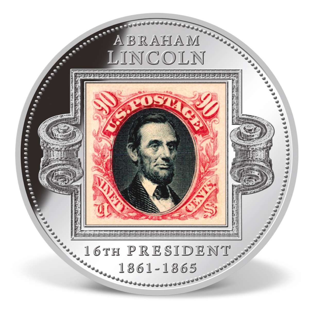 Abraham Lincoln Presidential Stamp Commemorative Coin SilverPlated