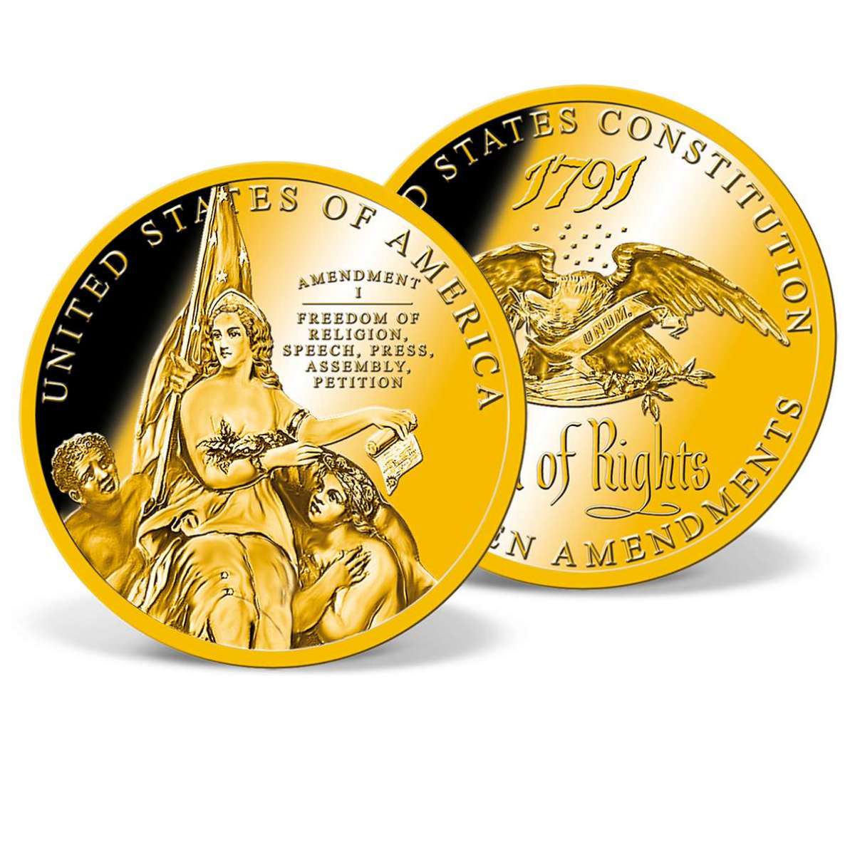 First Amendment Commemorative Coin GoldLayered Gold American Mint