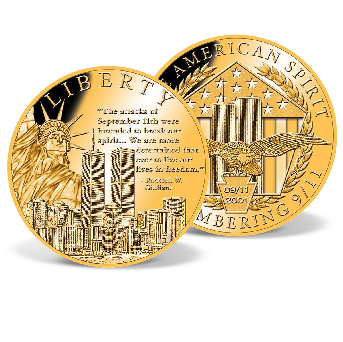 Liberty Remembering 9/11 Commemorative Coin GoldLayered Gold