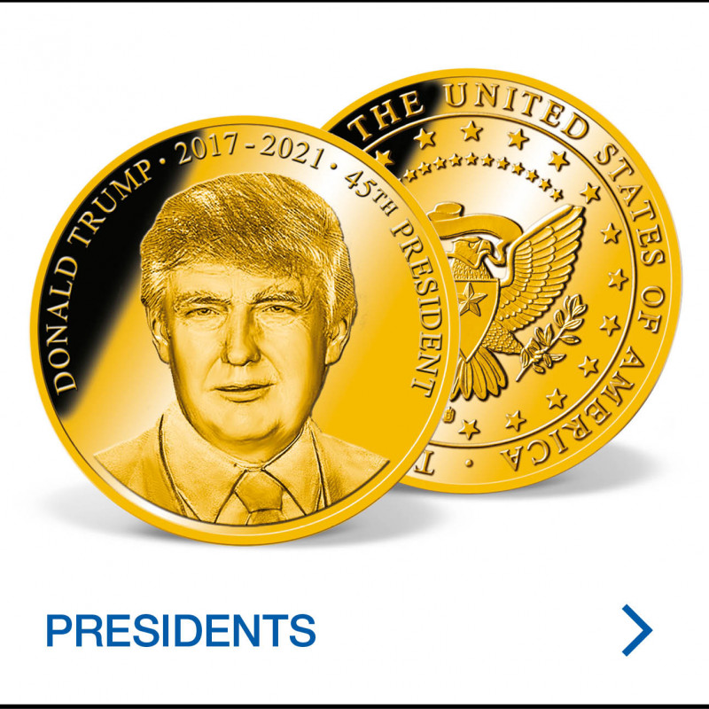 Donald Trump Silver & Gold Coin US President MAGA White House Americana Medal UK 