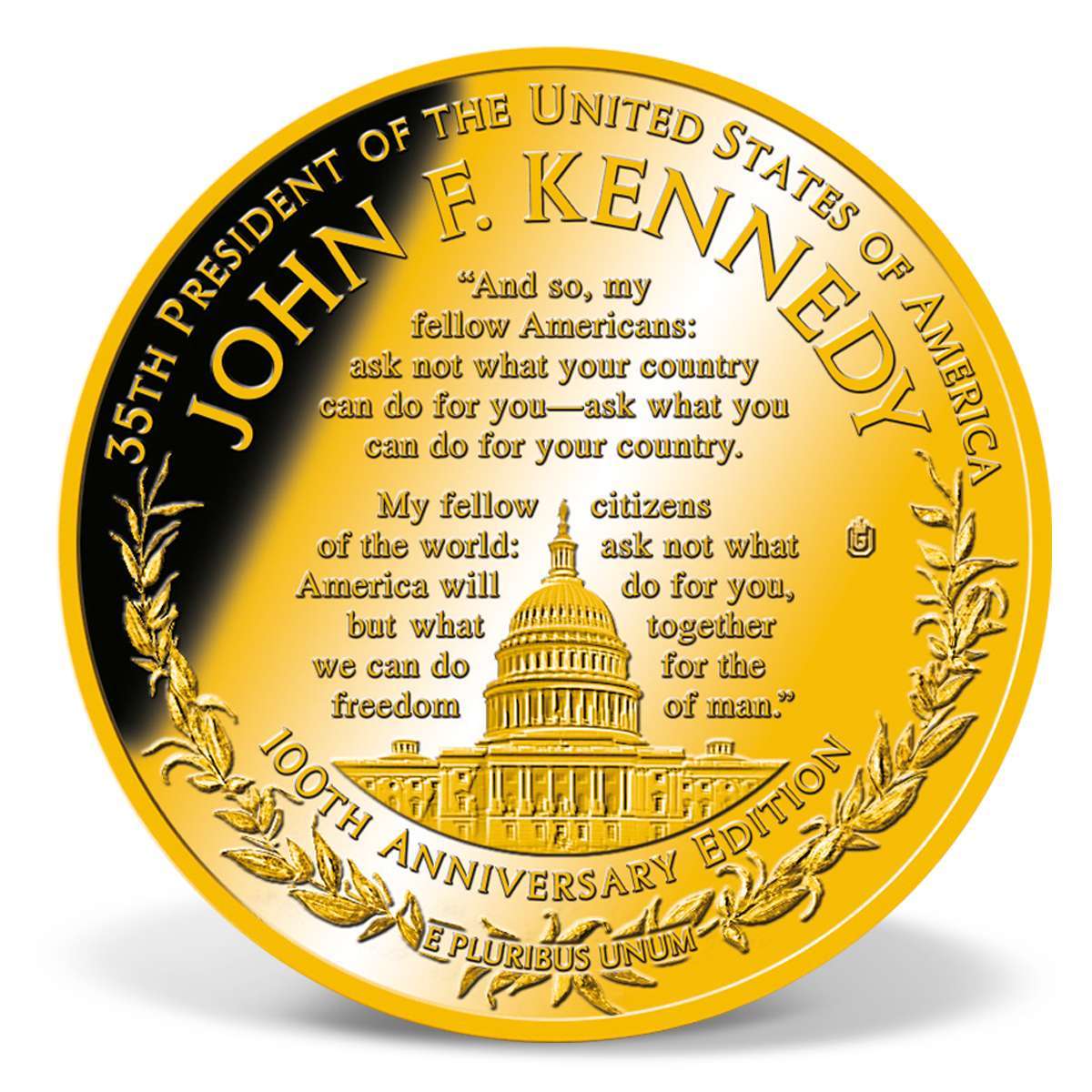 2017 John F. Kennedy 100th Anniversary Edition Coin GoldLayered