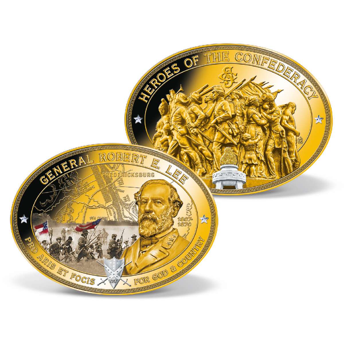Robert E. Lee Oval Commemorative Coin GoldLayered Gold American Mint