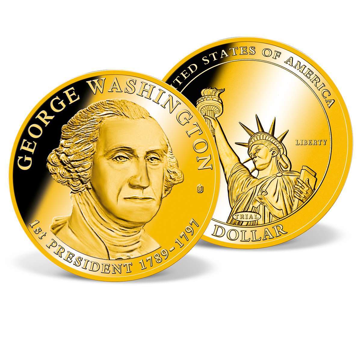 Washington Presidential Dollar Trial Solid Gold Gold