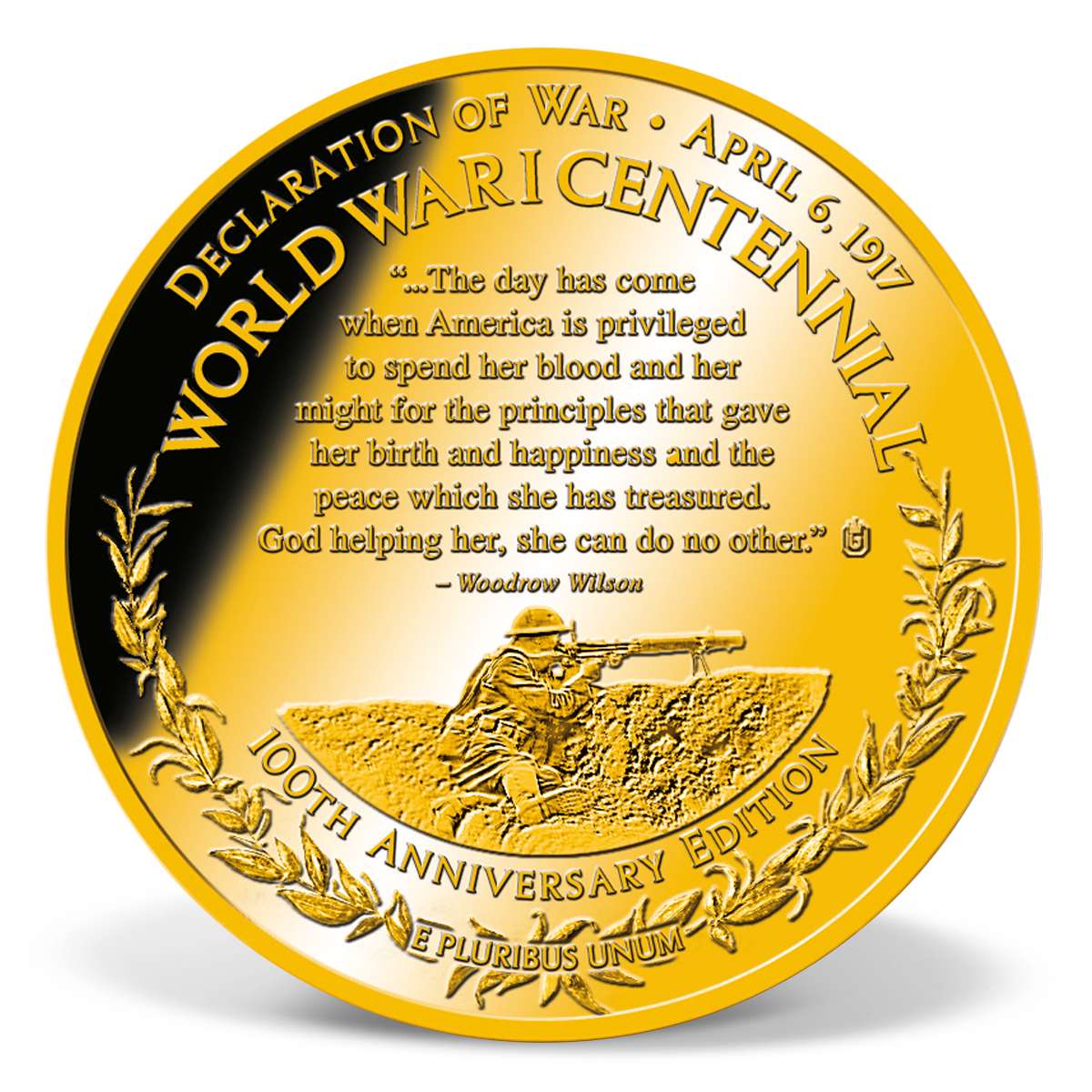 World War I Centennial Commemorative Coin GoldLayered Gold American Mint World War I Centennial Commemorative Coin GoldLayered Gold American Mint