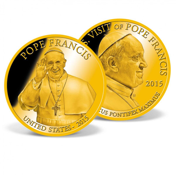 Visit* 24K Gold Plated Quarters 3-Coin Set Philadelphia POPE FRANCIS *2015 U.S 