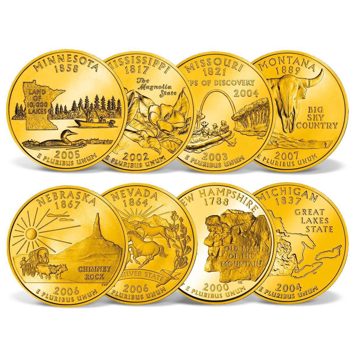GoldLayered State Quarters Set GoldLayered Gold American Mint