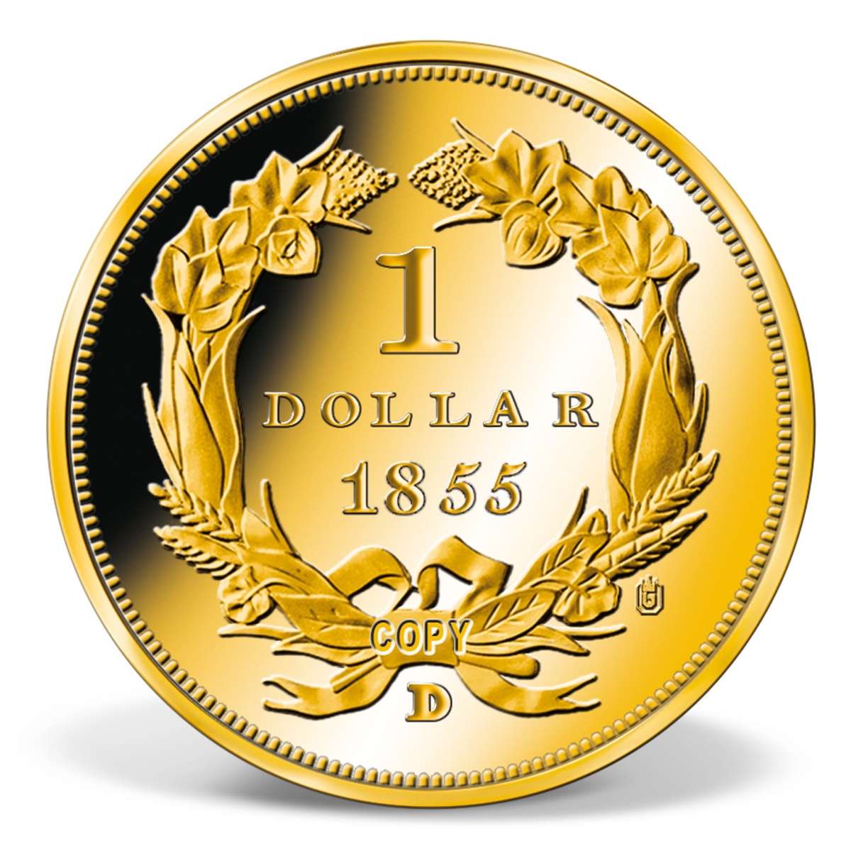 1855-D Indian Princess Head Dollar Replica | Gold-Layered | Gold