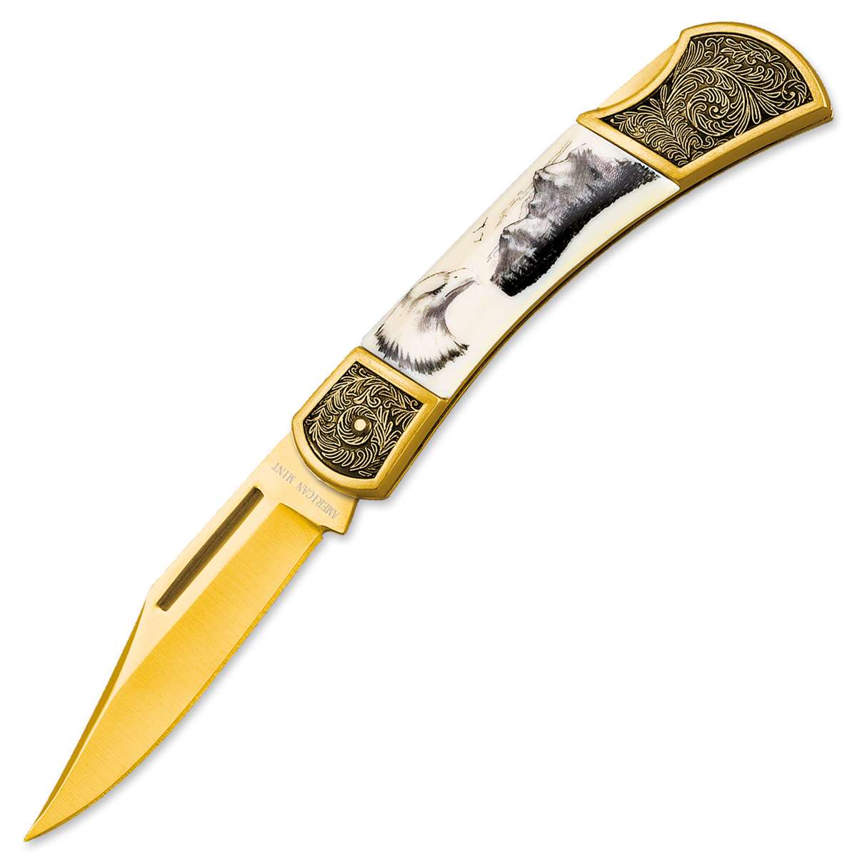 Blossom svinge kokain Golden Bald Eagle Pocket Knife - Collectible | American Mint