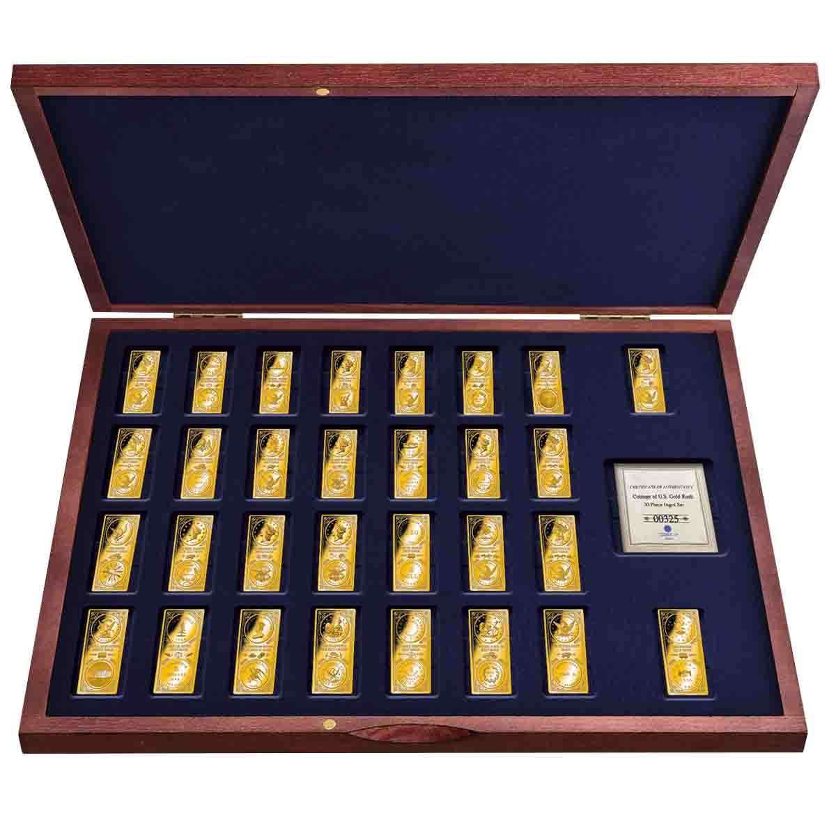 Coinage of the U.S. Gold Rush 30Piece Ingot Set GoldLayered Enhanced Legal Tender Coins