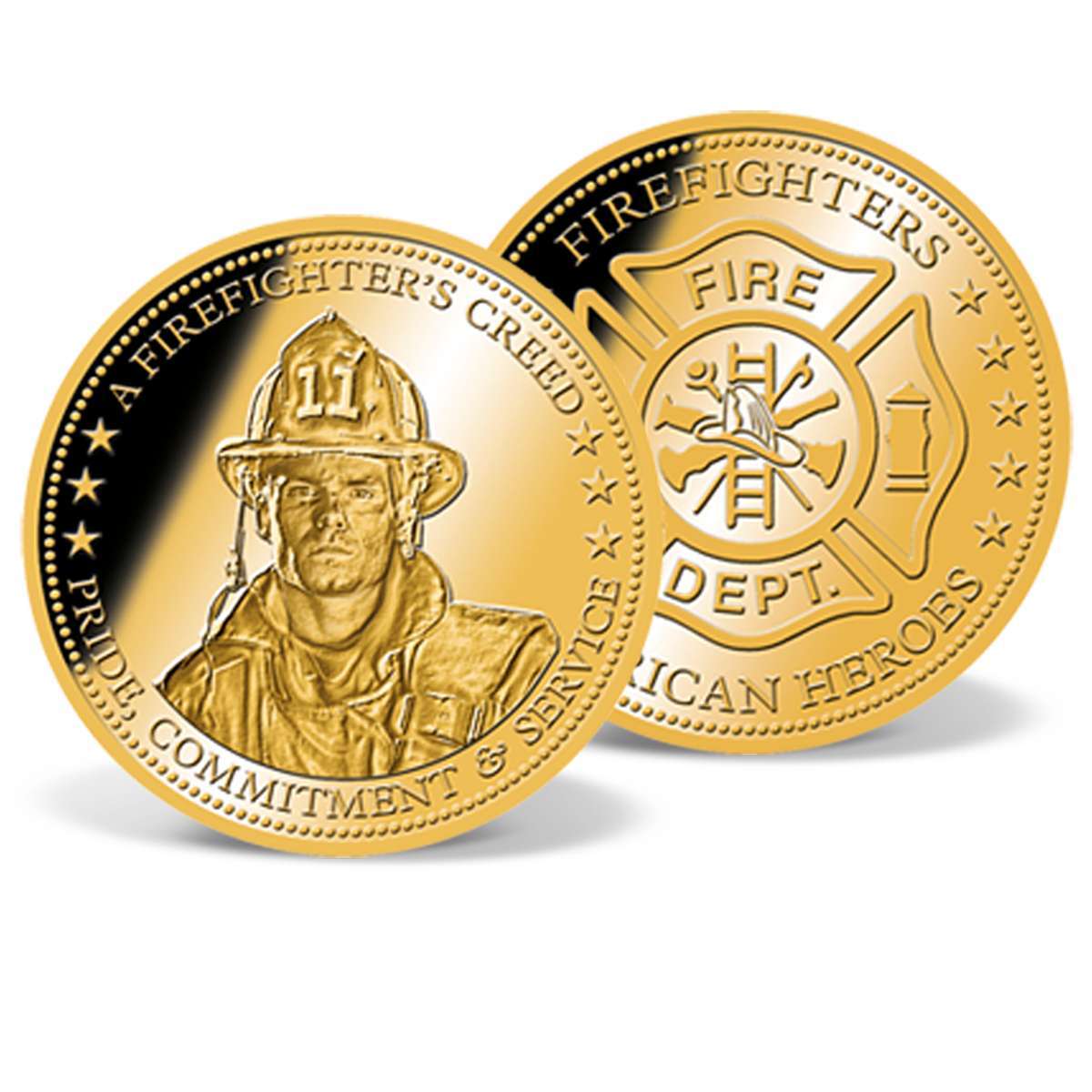 A Firefighter's Creed Commemorative Coin GoldLayered Gold