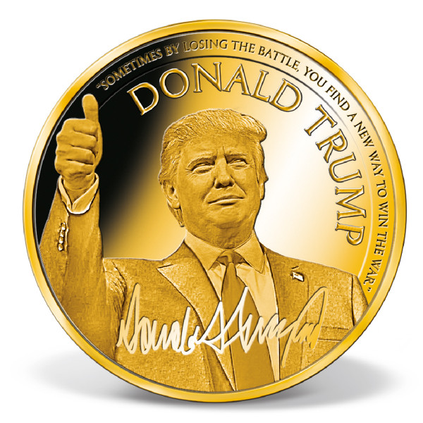 New Donald Trump Gold Plated Bullion $100 Dollar Collectible Coin N/R Auction 