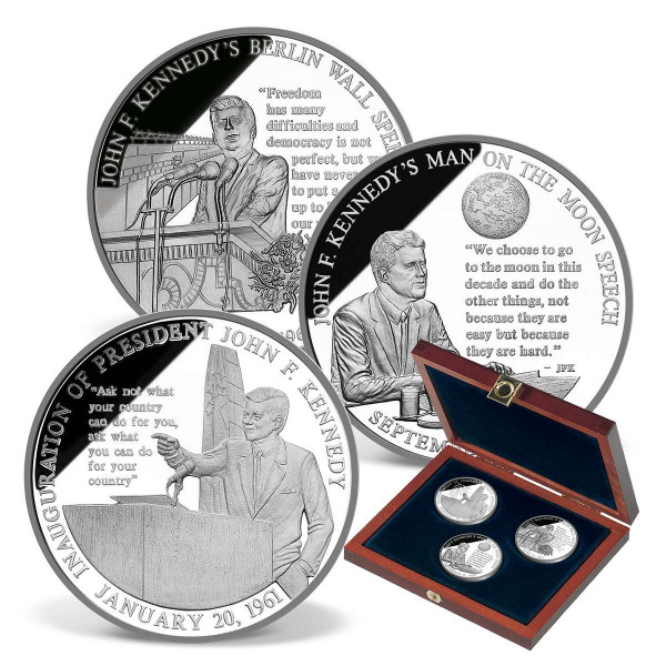 Speeches of JFK Solid Silver Commemorative Coin Set US_9175437_1