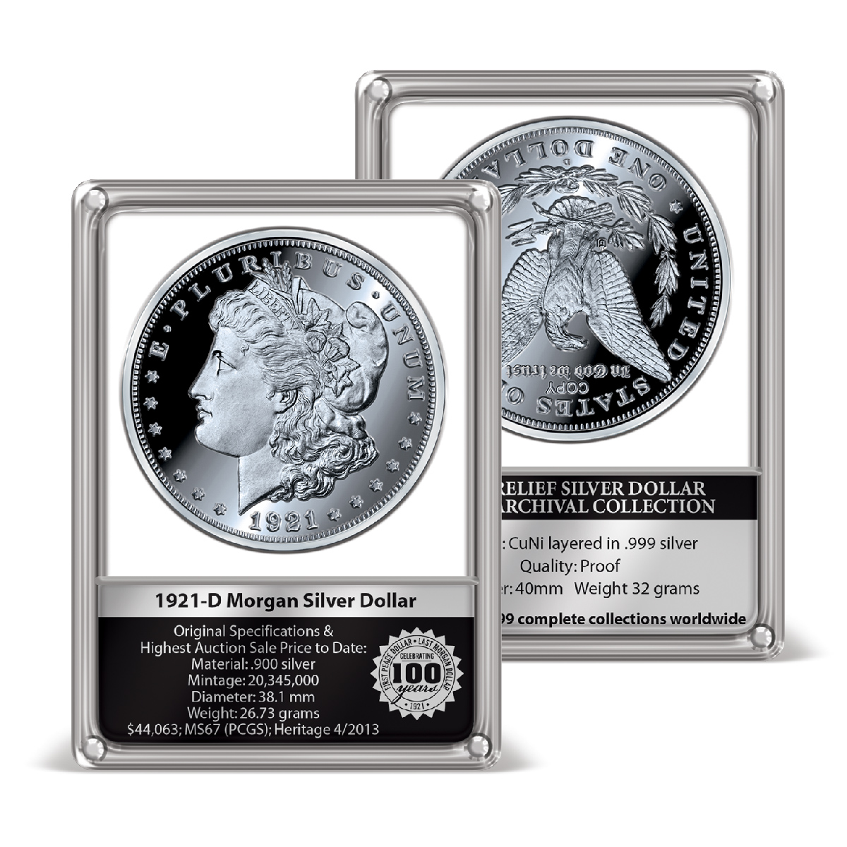 1921 D Morgan Dollar High Relief Archival Replica Silver Plated 1921-d-morgan-dollar-high-relief-archival-replica-silver-plated