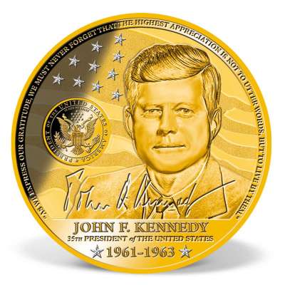 John F. Kennedy Crystal-inlaid Commemorative Coin | Gold-Layered