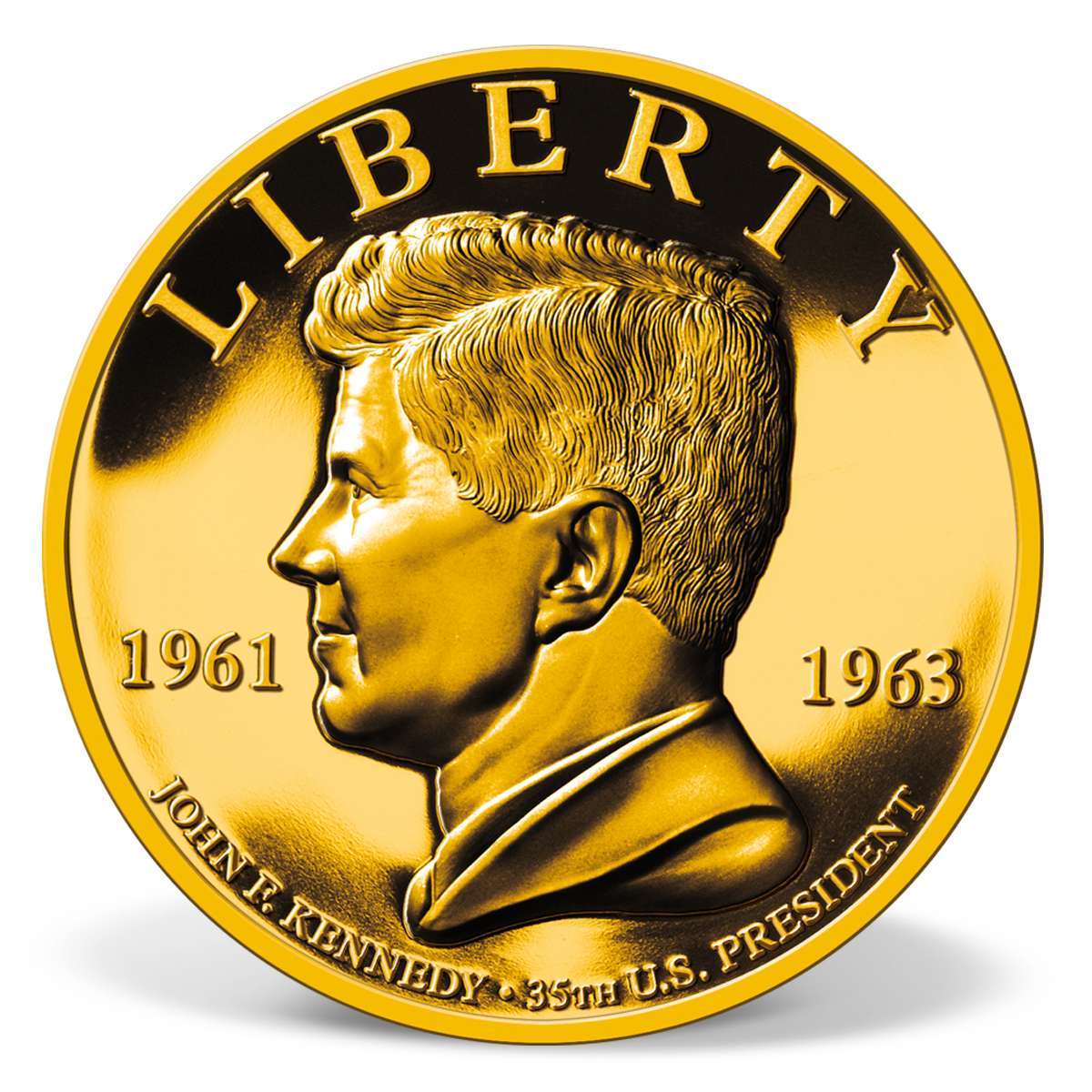 John F. Kennedy High-relief Commemorative Coin | Gold-Layered