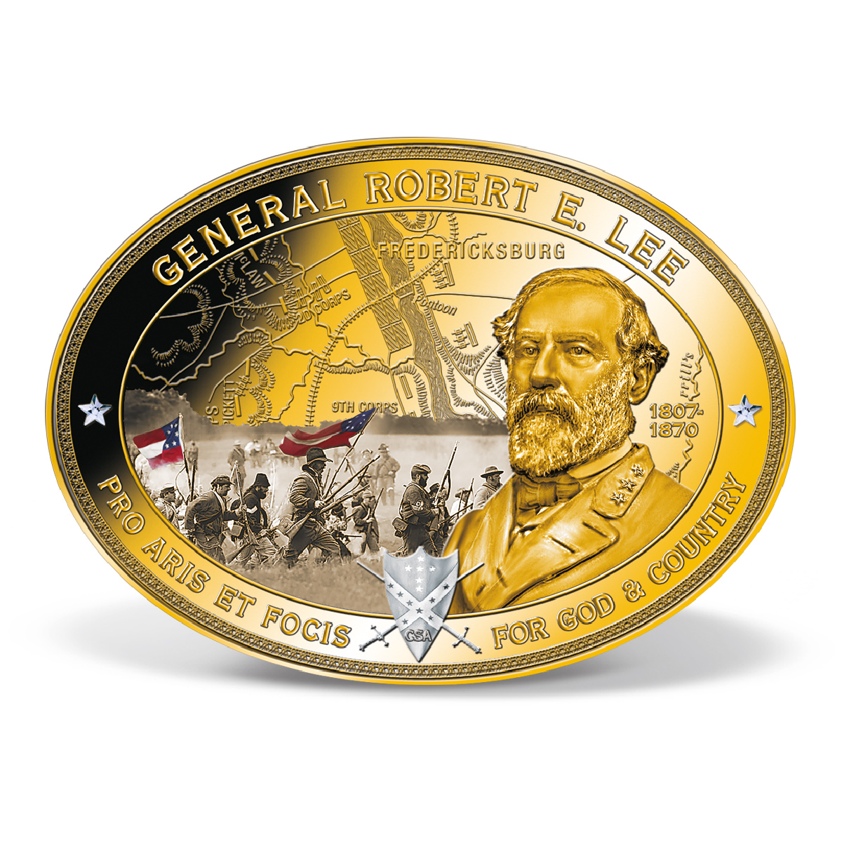 Robert E. Lee Oval Commemorative Coin GoldLayered Gold American Mint
