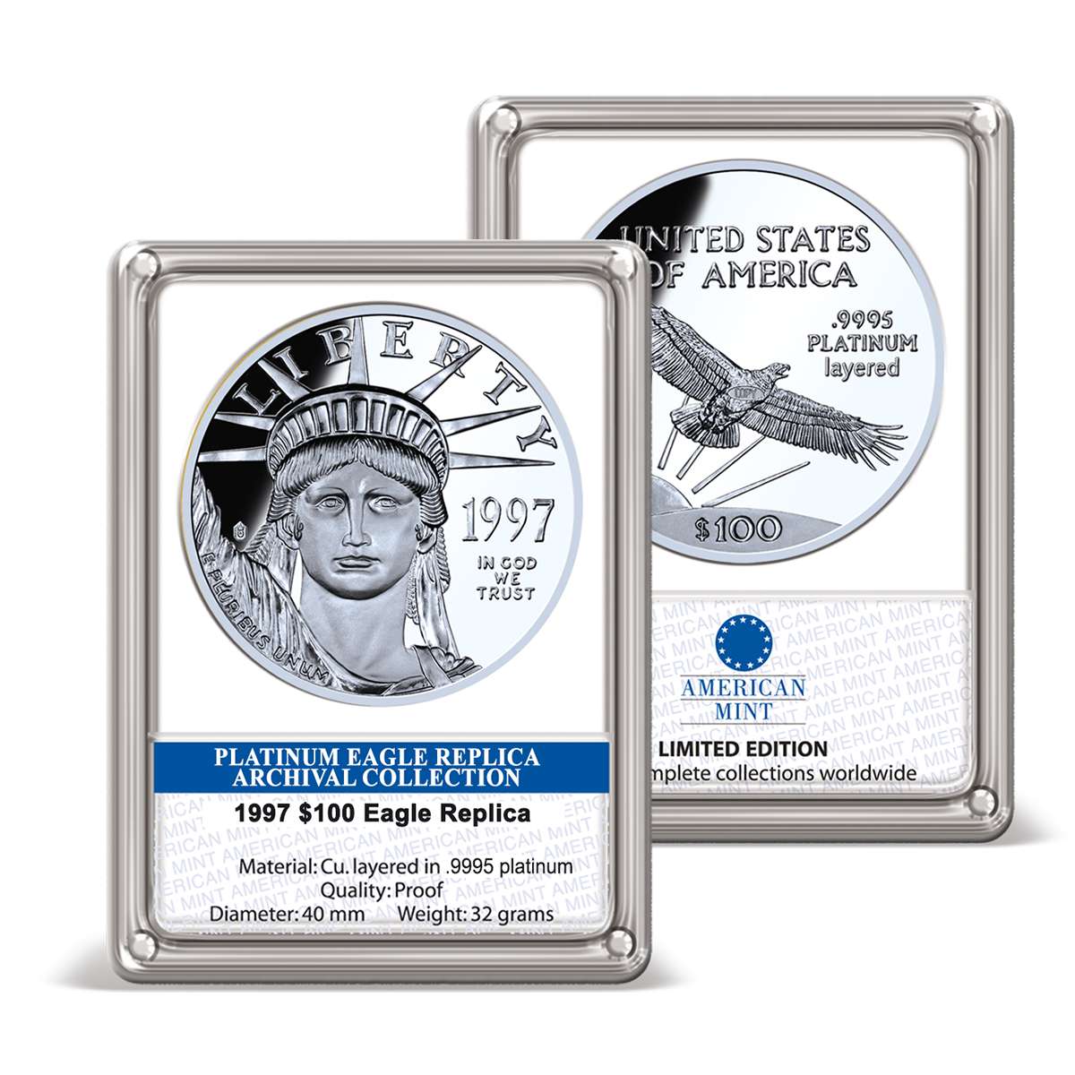 1997 $100 Platinum Eagle Coin - Replica | American Mint