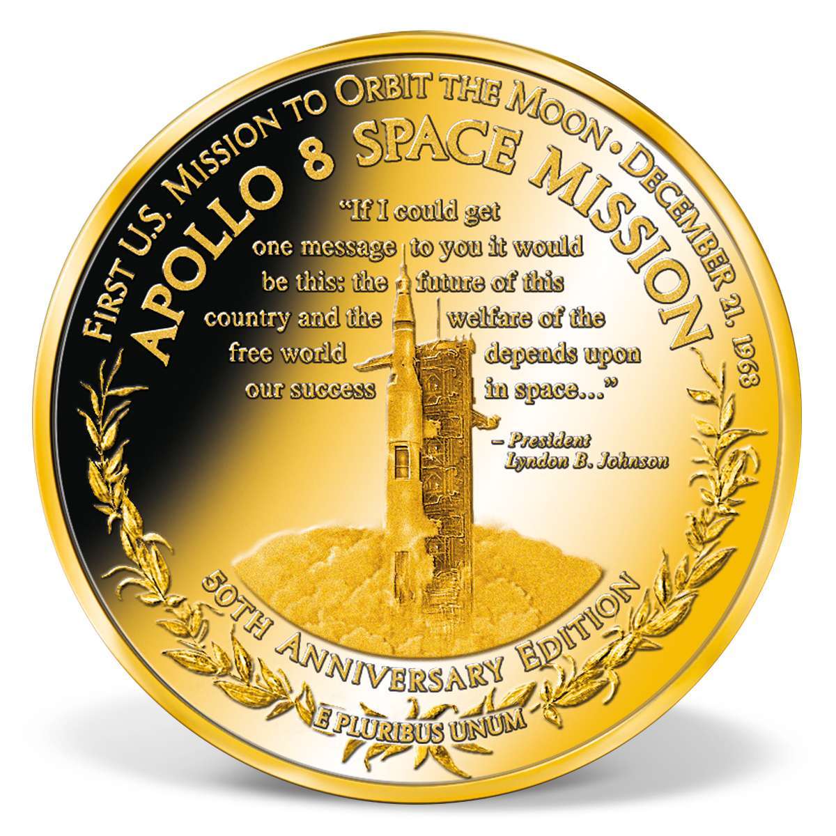 Apollo 8 Space Mission Commemorative Coin | Gold-Layered | Gold