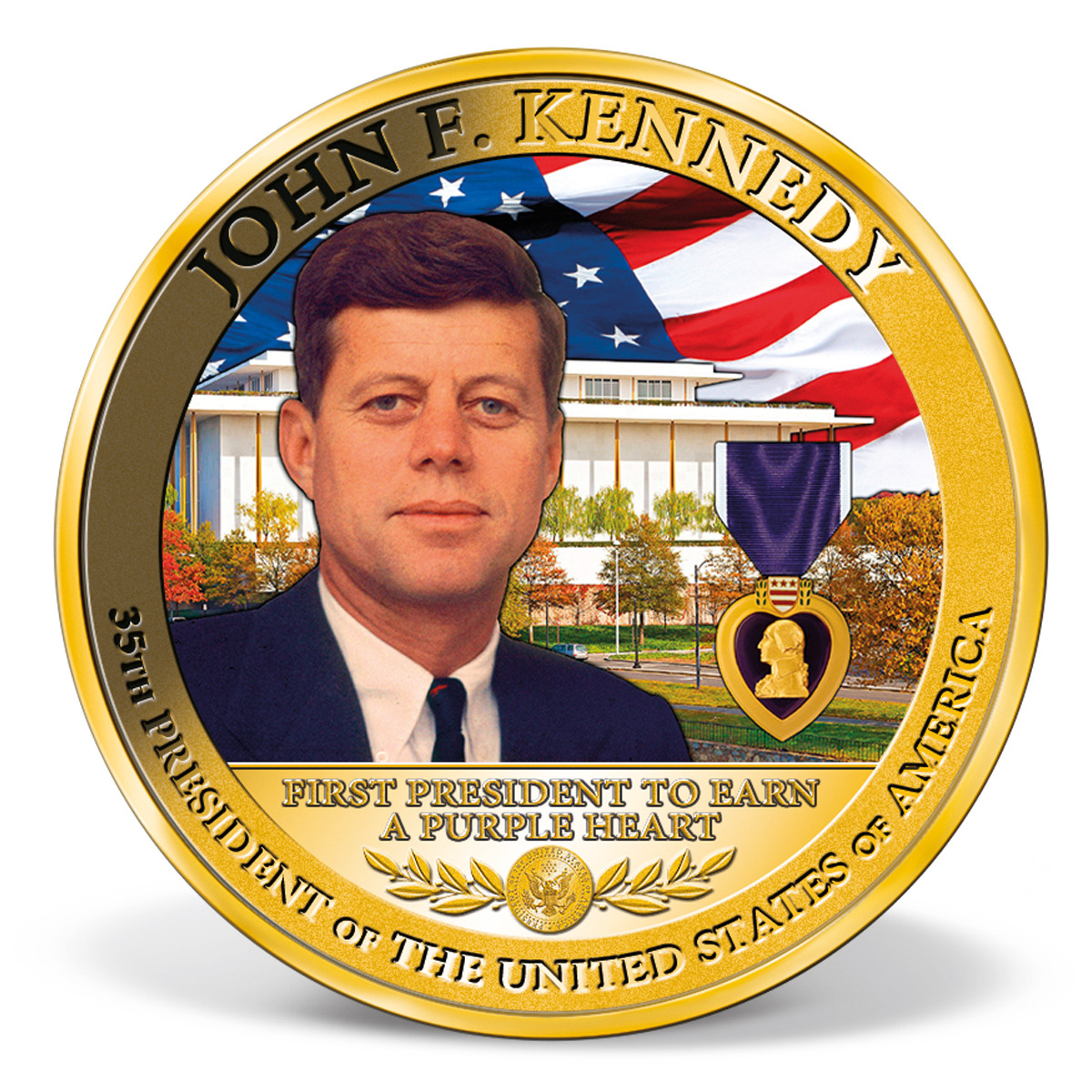 John F. Kennedy - First President to Earn a Purple Heart Colossal