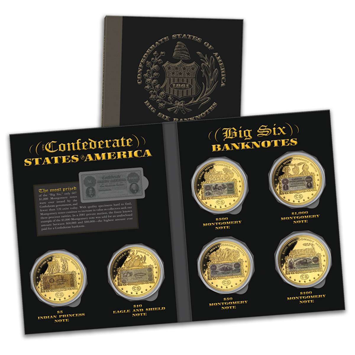 限定値下げ❗️米海軍USN ビック　チャレンジコインまとめ売り　6点セット Confederate States of America Big Six Type Banknote Set