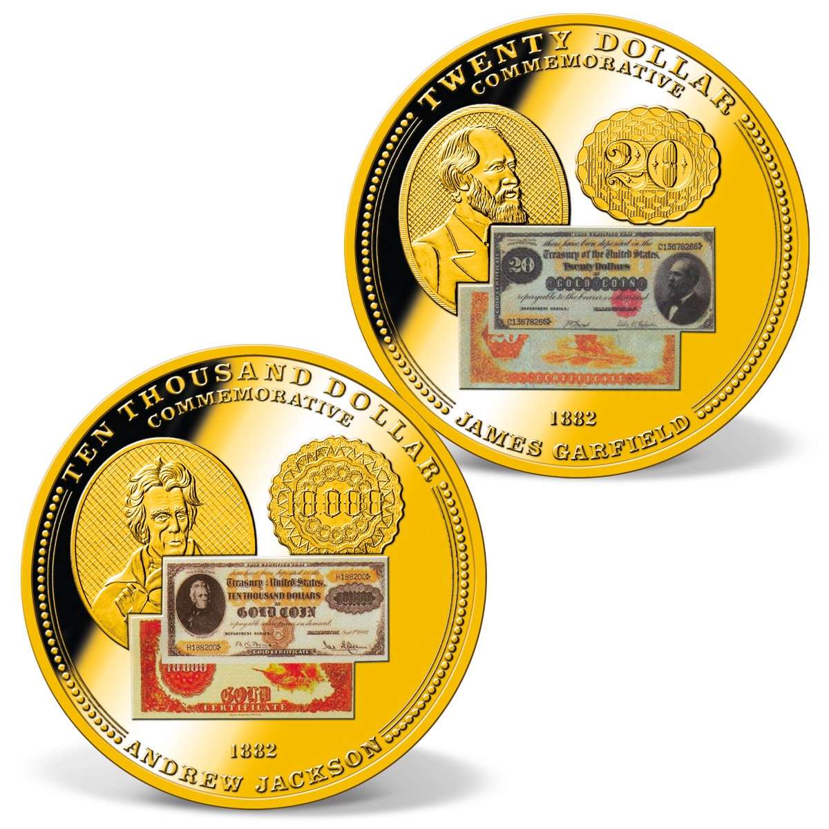 Gold Certificates of the United States Commemorative Coin Set GoldLayered Gold American Mint