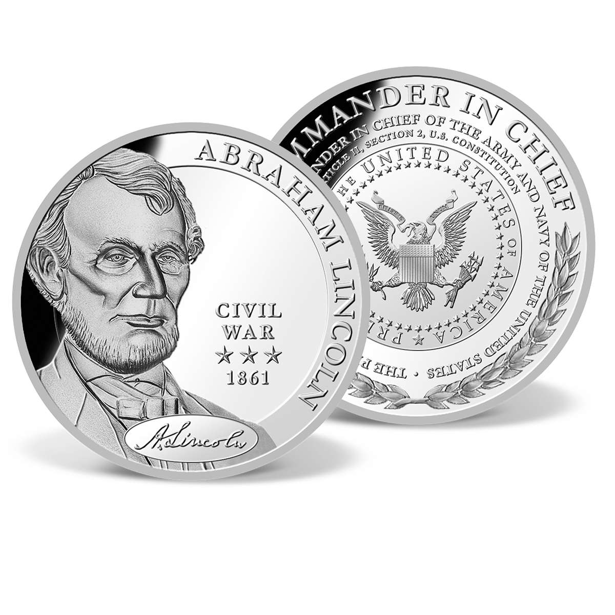 Abraham Lincoln 2 oz 39mm .999 Silver In God We Trust President Civil War 